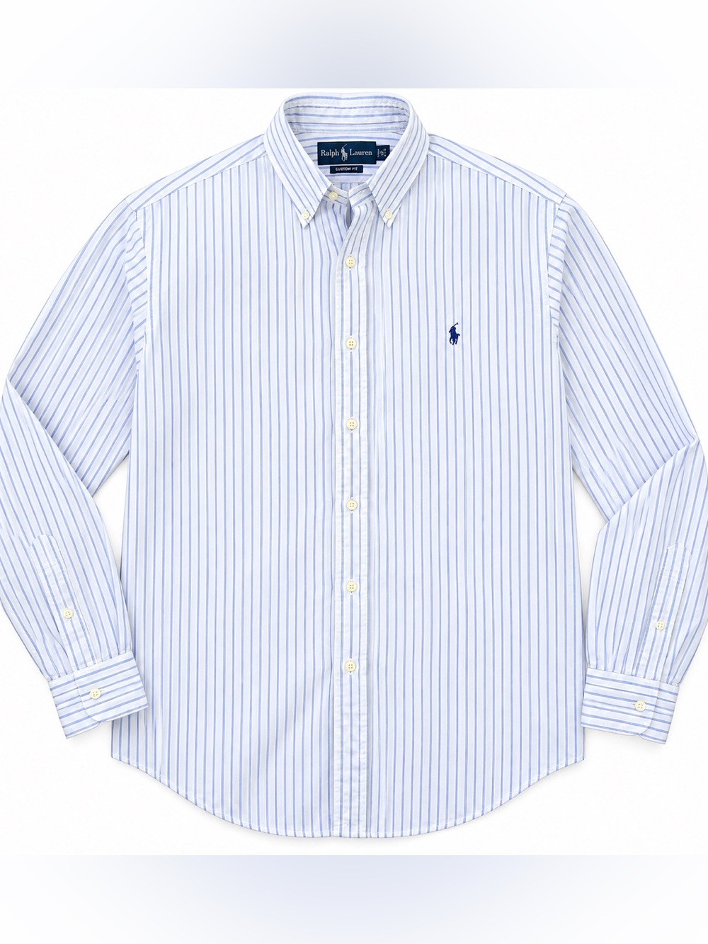 Polo Ralph Lauren Custom Fit Blue Stripe Button Down Shirt Men’s 32 / 33, 16 1/2